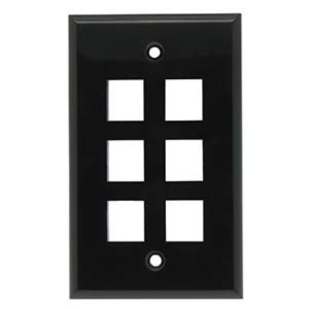 BESTLINK NETWARE Smooth Face Keystone Wallplate- 6Port- Black 101835BK